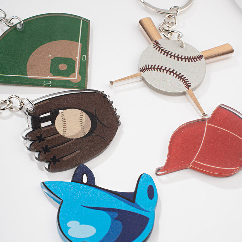 Wholesale Acrylic Color Printed Baseball Set Keychain